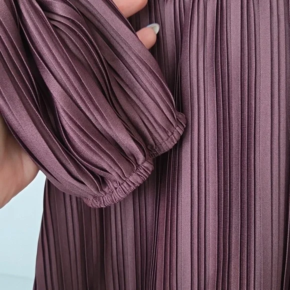 NWT DEX Plissé Plum V-Neck Dress, Size M - Picture 6 of 9